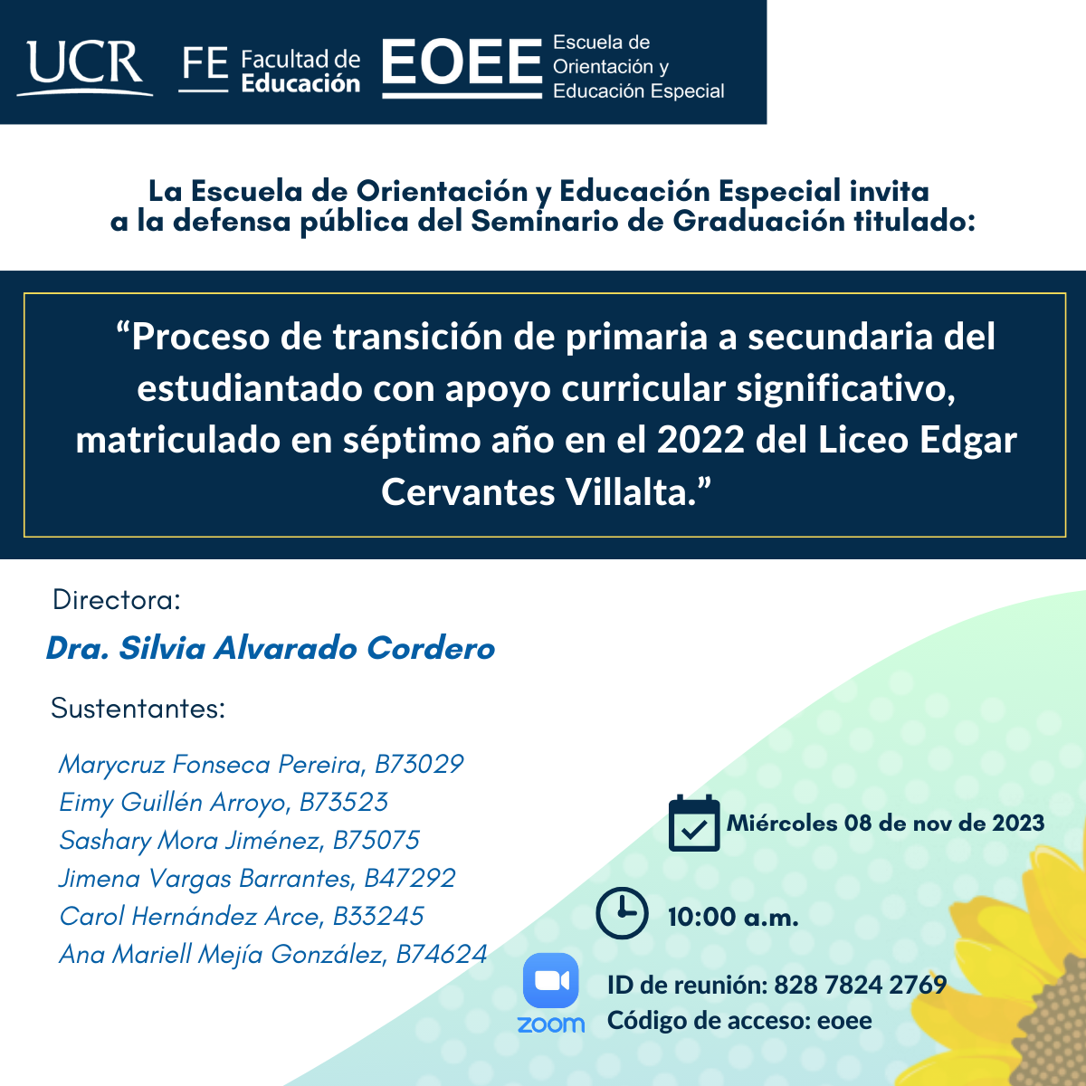 Invitaci N A Defensa P Blica De Seminario De Graduaci N Eoee